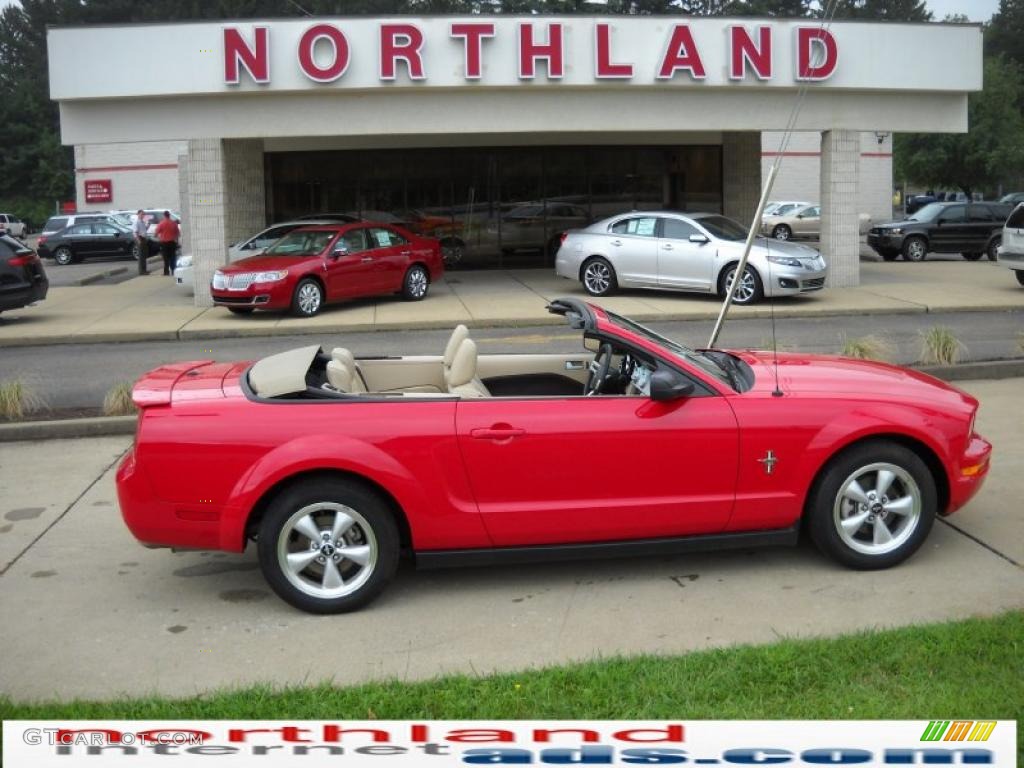 2008 Mustang V6 Premium Convertible - Torch Red / Medium Parchment photo #1