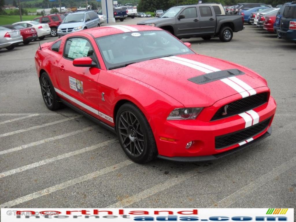 2011 Mustang Shelby GT500 SVT Performance Package Coupe - Race Red / Charcoal Black/White photo #4