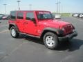 2008 Flame Red Jeep Wrangler Unlimited X  photo #3