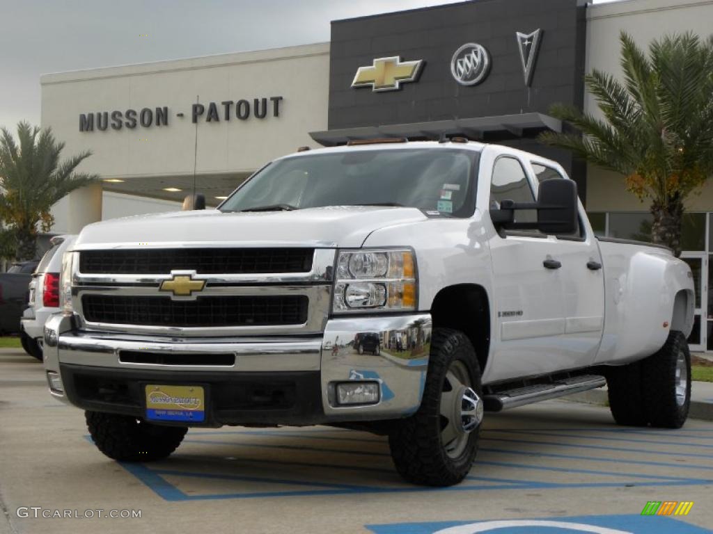 2008 Silverado 3500HD LT Crew Cab 4x4 Dually - Summit White / Ebony photo #1
