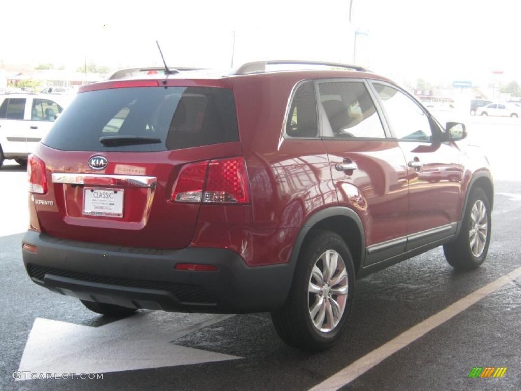 2011 Sorento LX V6 - Spicy Red / Beige photo #5