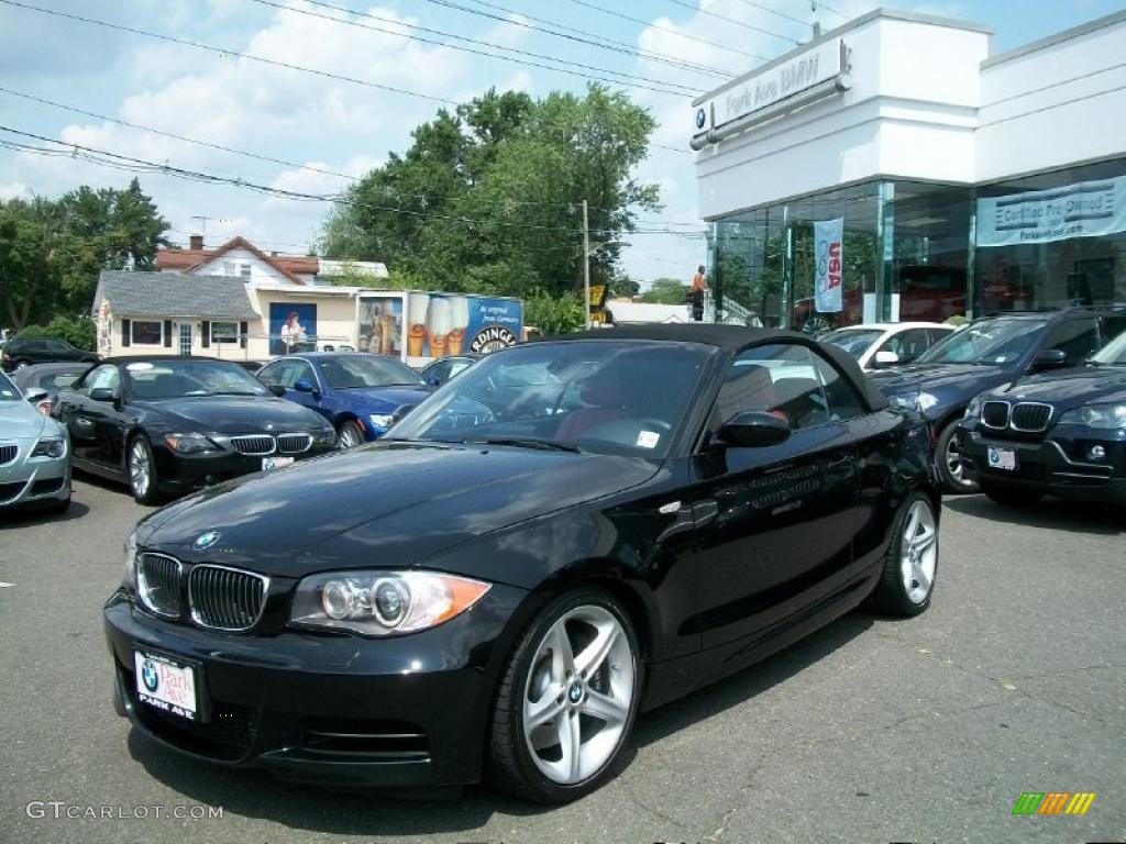 2008 1 Series 135i Convertible - Jet Black / Coral Red photo #1