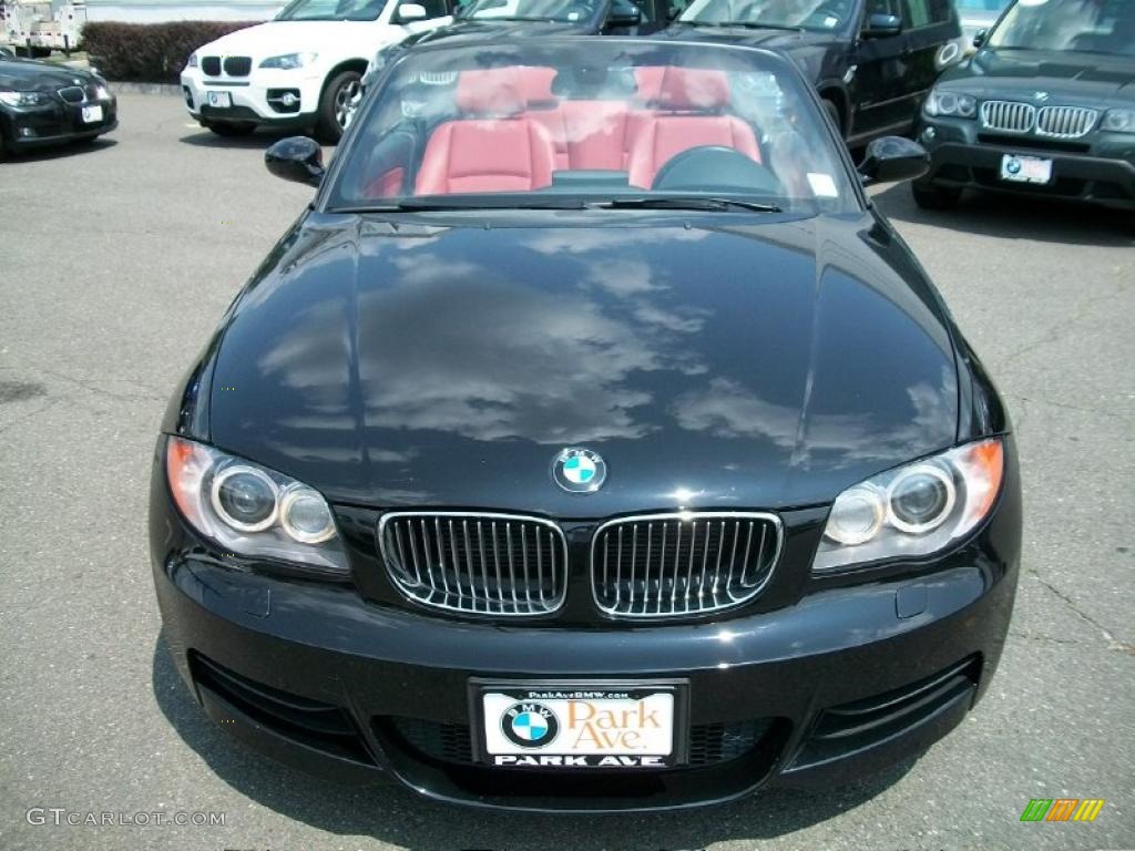 2008 1 Series 135i Convertible - Jet Black / Coral Red photo #2