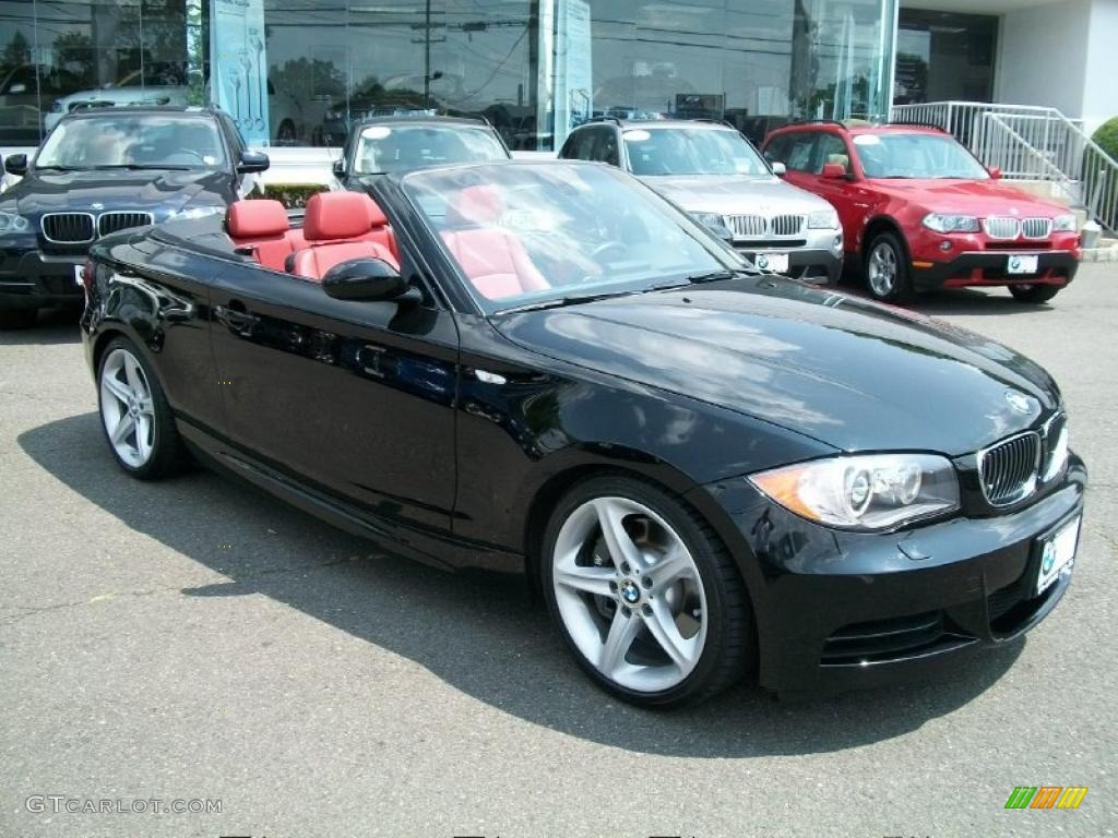 2008 1 Series 135i Convertible - Jet Black / Coral Red photo #3