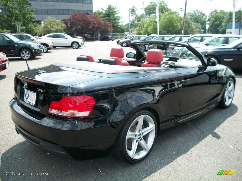 2008 1 Series 135i Convertible - Jet Black / Coral Red photo #5