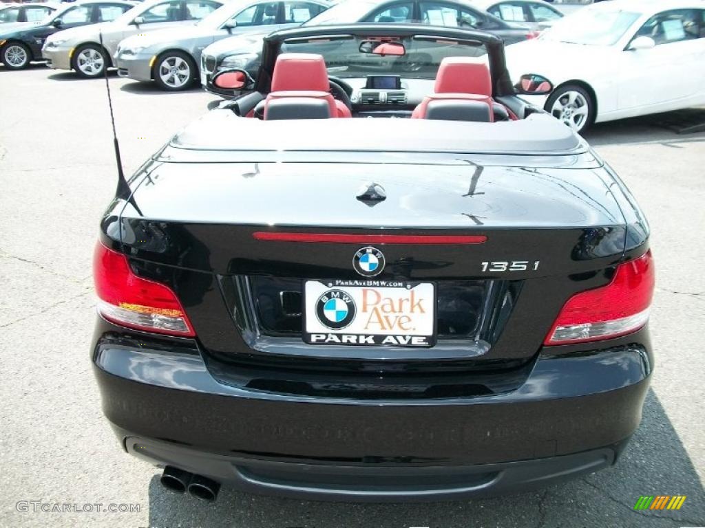 2008 1 Series 135i Convertible - Jet Black / Coral Red photo #6