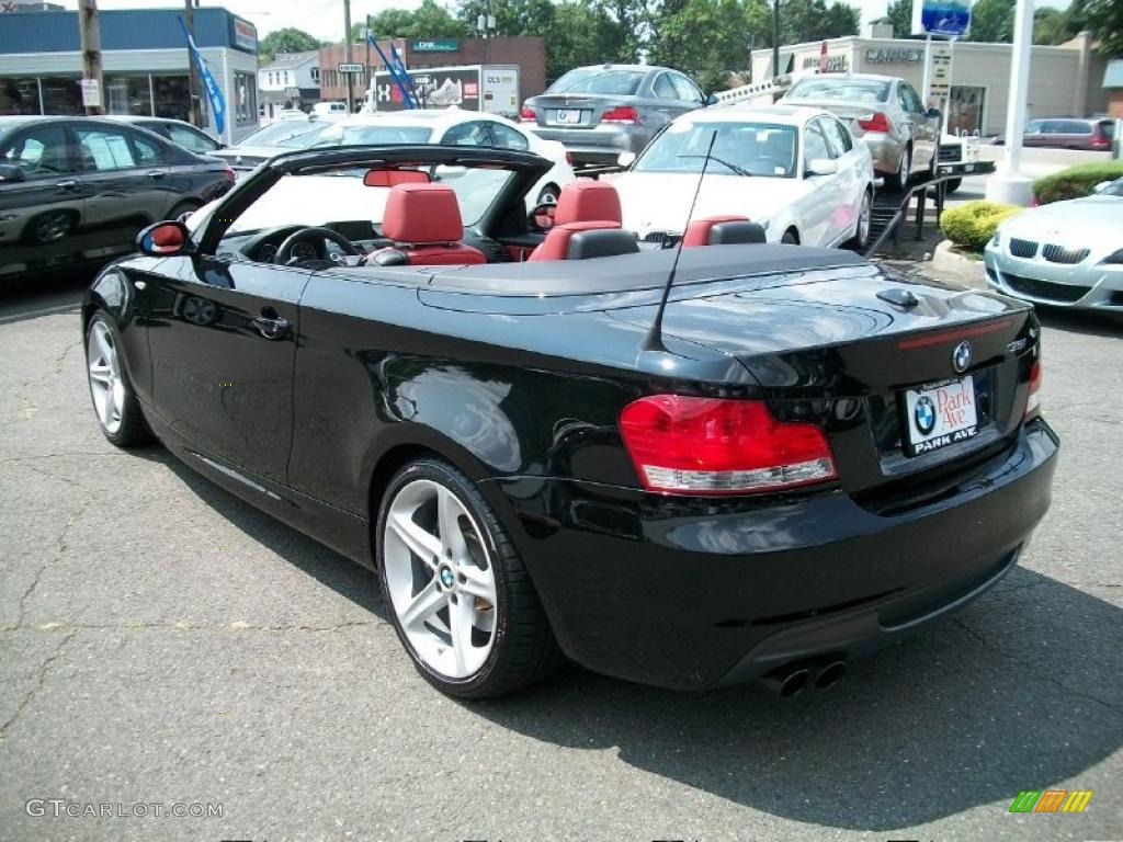 2008 1 Series 135i Convertible - Jet Black / Coral Red photo #7