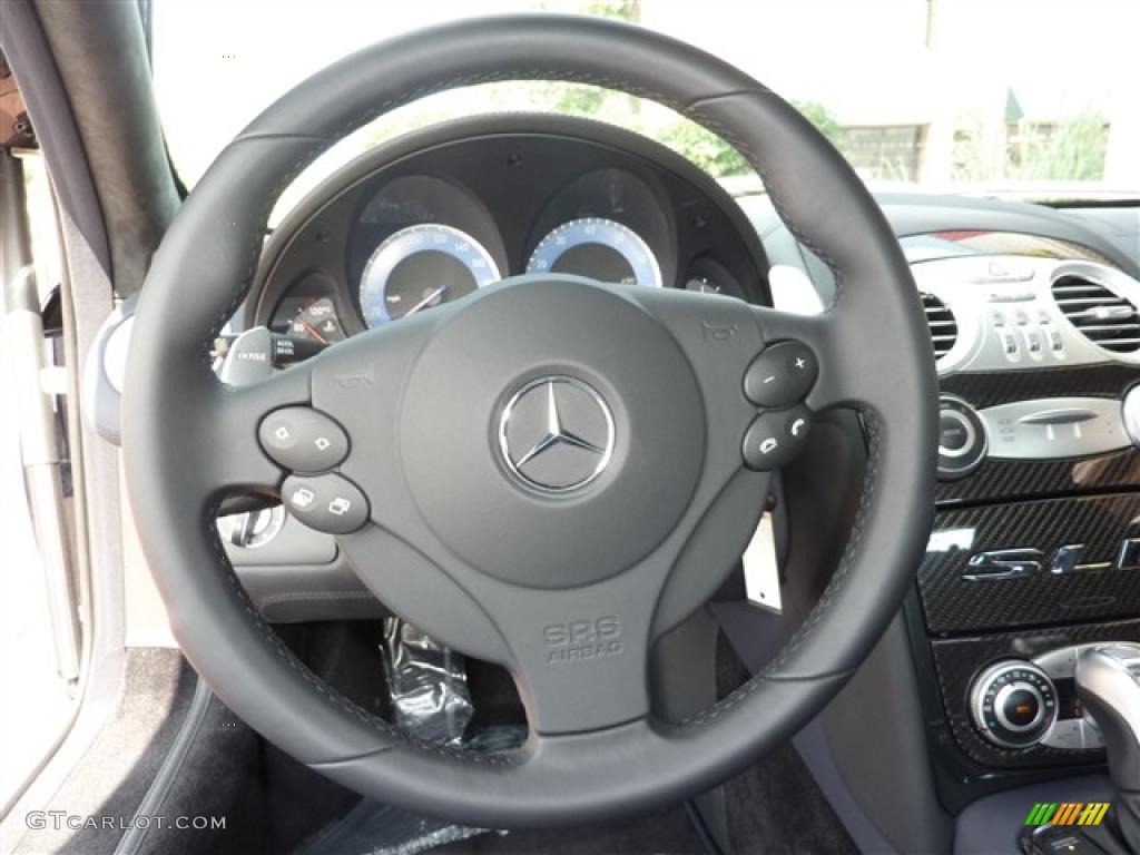 2009 Mercedes-Benz SLR McLaren Roadster Royal Blue Silver Arrow Leather Steering Wheel Photo #34321550
