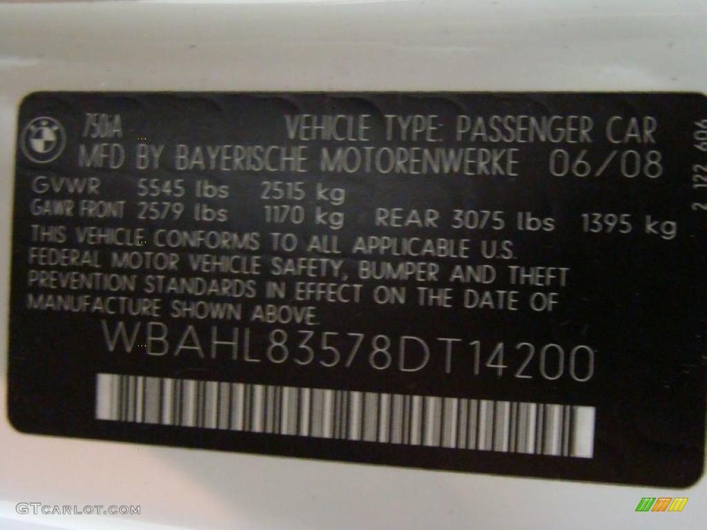 2008 7 Series 750i Sedan - Alpine White / Natural Brown photo #16