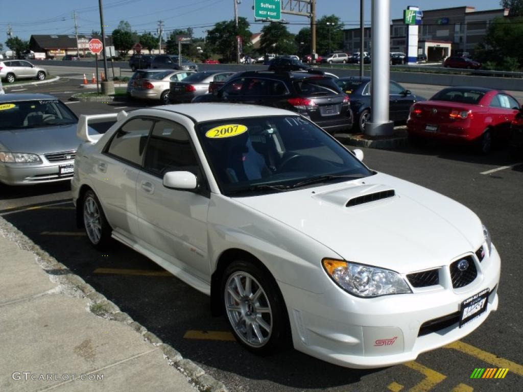 2007 Impreza WRX STi - Satin White Pearl / Blue Alcantara photo #9