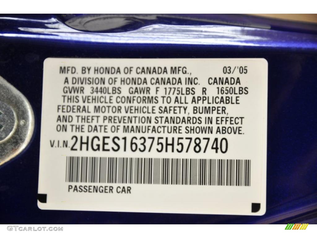 2005 Civic Value Package Sedan - Fiji Blue Pearl / Ivory photo #10