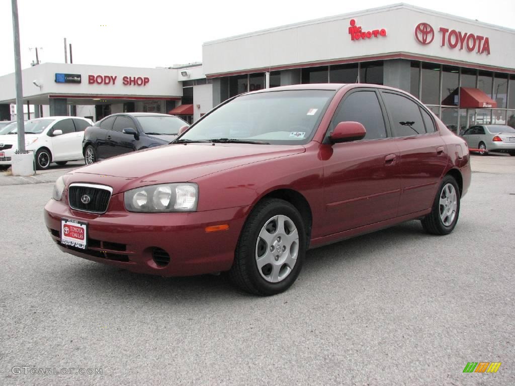 2002 Elantra GLS Sedan - Chianti Red / Beige photo #2