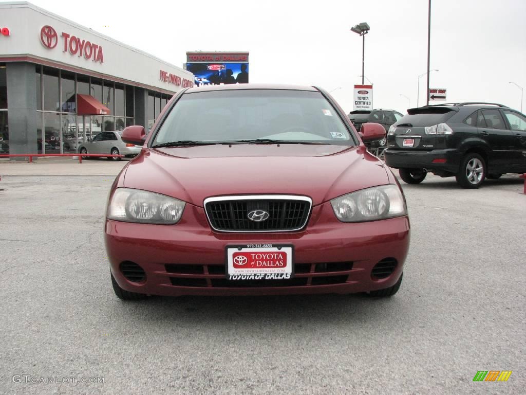 2002 Elantra GLS Sedan - Chianti Red / Beige photo #3