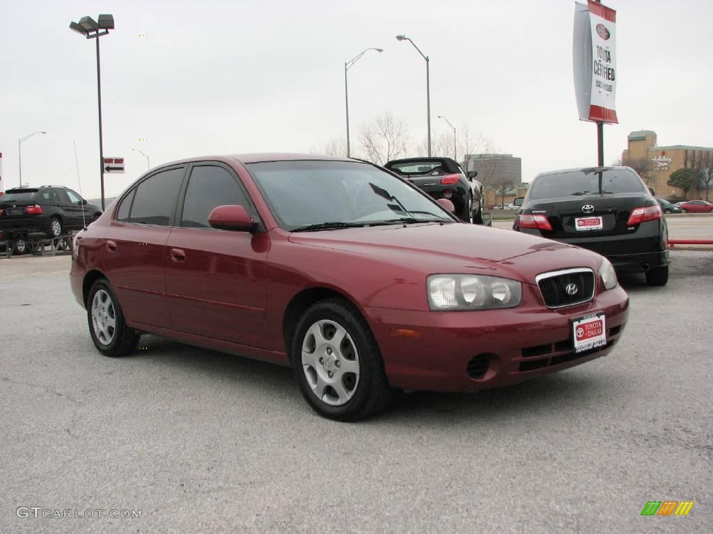 2002 Elantra GLS Sedan - Chianti Red / Beige photo #4