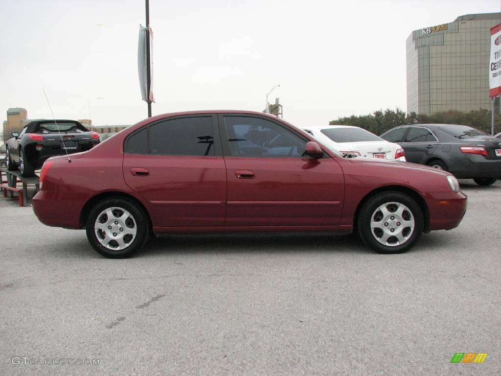 2002 Elantra GLS Sedan - Chianti Red / Beige photo #5