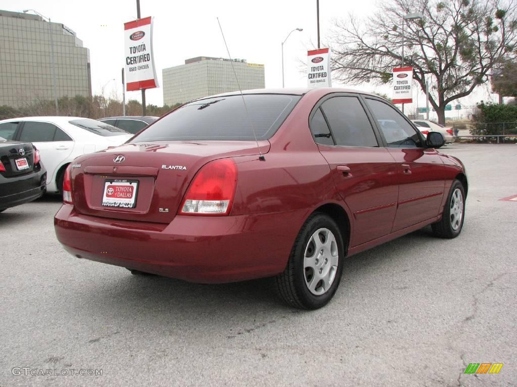 2002 Elantra GLS Sedan - Chianti Red / Beige photo #6