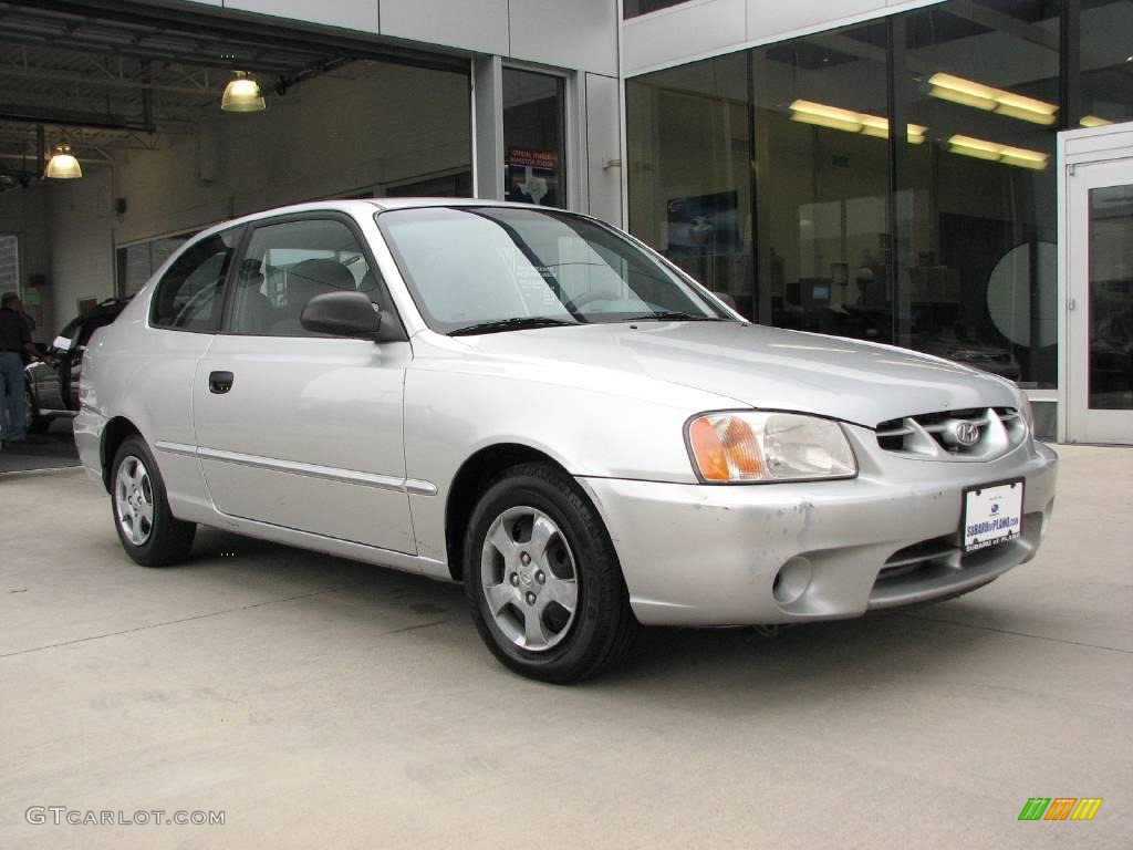 2002 Accent GS Coupe - Silver Mist / Gray photo #1