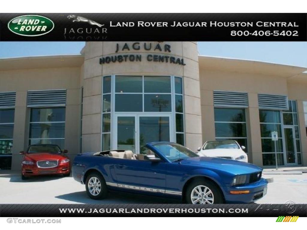 2008 Mustang V6 Deluxe Convertible - Vista Blue Metallic / Medium Parchment photo #1