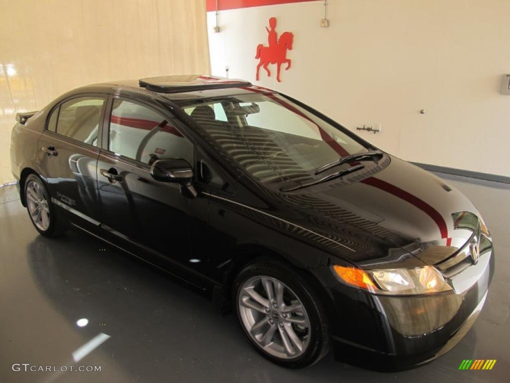 2008 Civic Si Sedan - Nighthawk Black Pearl / Black photo #1