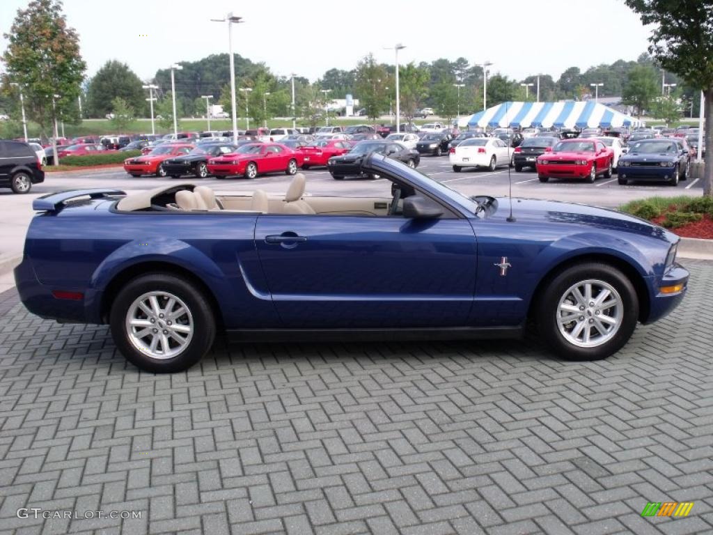 2007 Mustang V6 Deluxe Convertible - Vista Blue Metallic / Medium Parchment photo #6