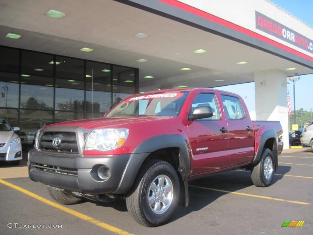 2007 Tacoma V6 PreRunner Double Cab - Impulse Red Pearl / Taupe photo #1