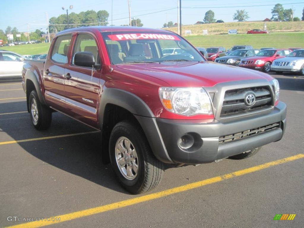 2007 Tacoma V6 PreRunner Double Cab - Impulse Red Pearl / Taupe photo #2
