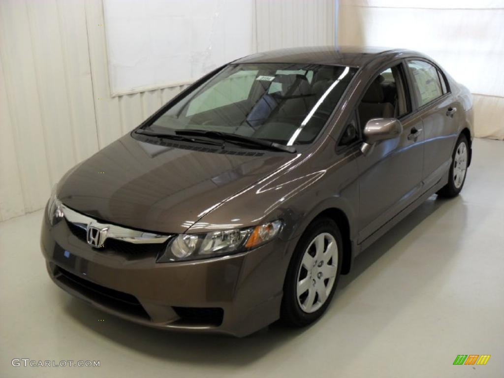 2010 Civic LX Sedan - Urban Titanium Metallic / Beige photo #1