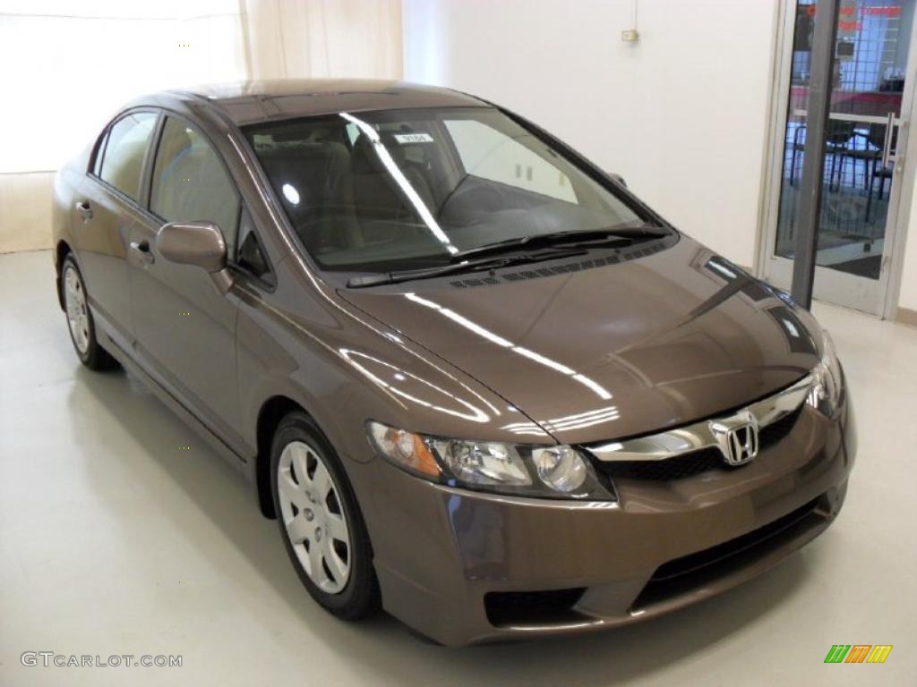 2010 Civic LX Sedan - Urban Titanium Metallic / Beige photo #5