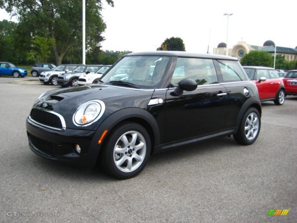 2010 Cooper S Hardtop - Midnight Black Metallic / Gravity Tuscan Beige Leather photo #1