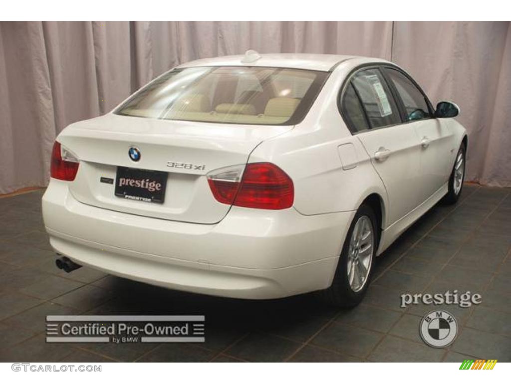 2007 3 Series 328xi Sedan - Alpine White / Beige photo #5