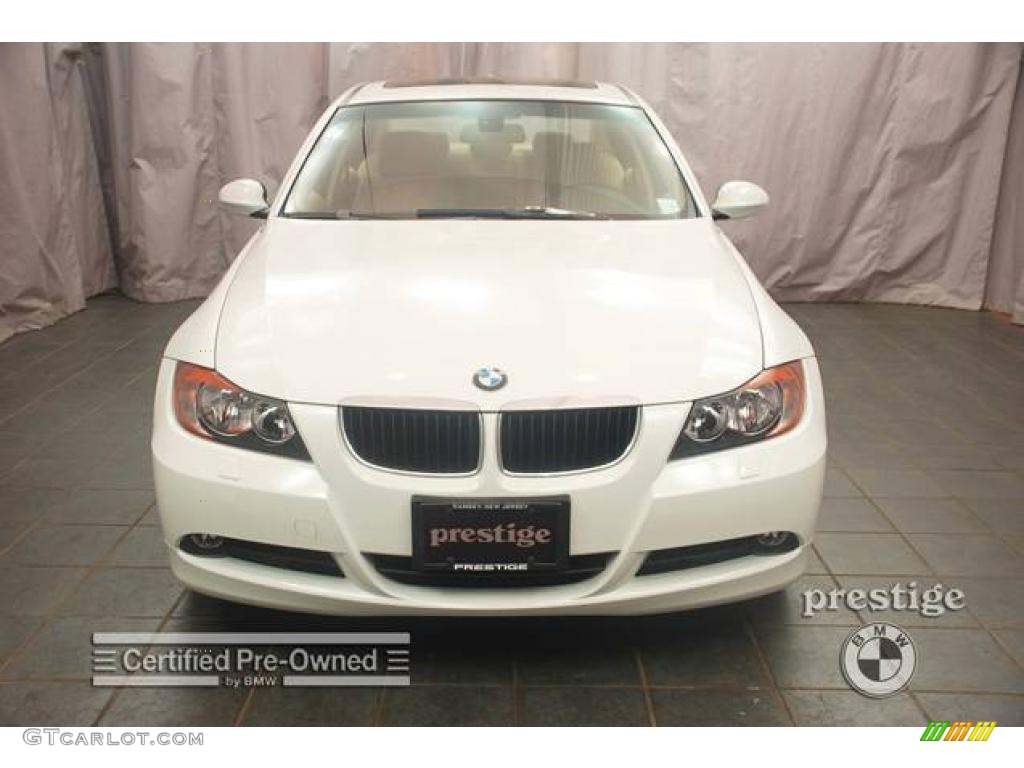 2007 3 Series 328xi Sedan - Alpine White / Beige photo #6