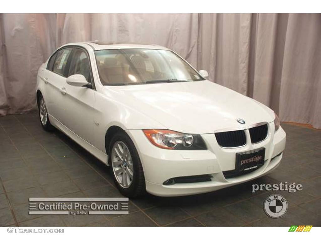 2007 3 Series 328xi Sedan - Alpine White / Beige photo #7