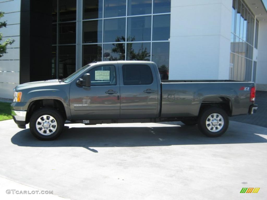 2011 Sierra 3500HD SLT Crew Cab 4x4 - Gray Green Metallic / Dark Titanium/Light Titanium photo #2