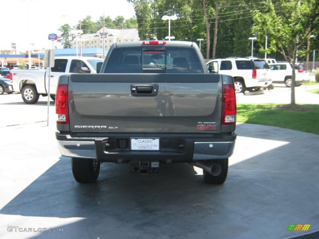 2011 Sierra 3500HD SLT Crew Cab 4x4 - Gray Green Metallic / Dark Titanium/Light Titanium photo #4