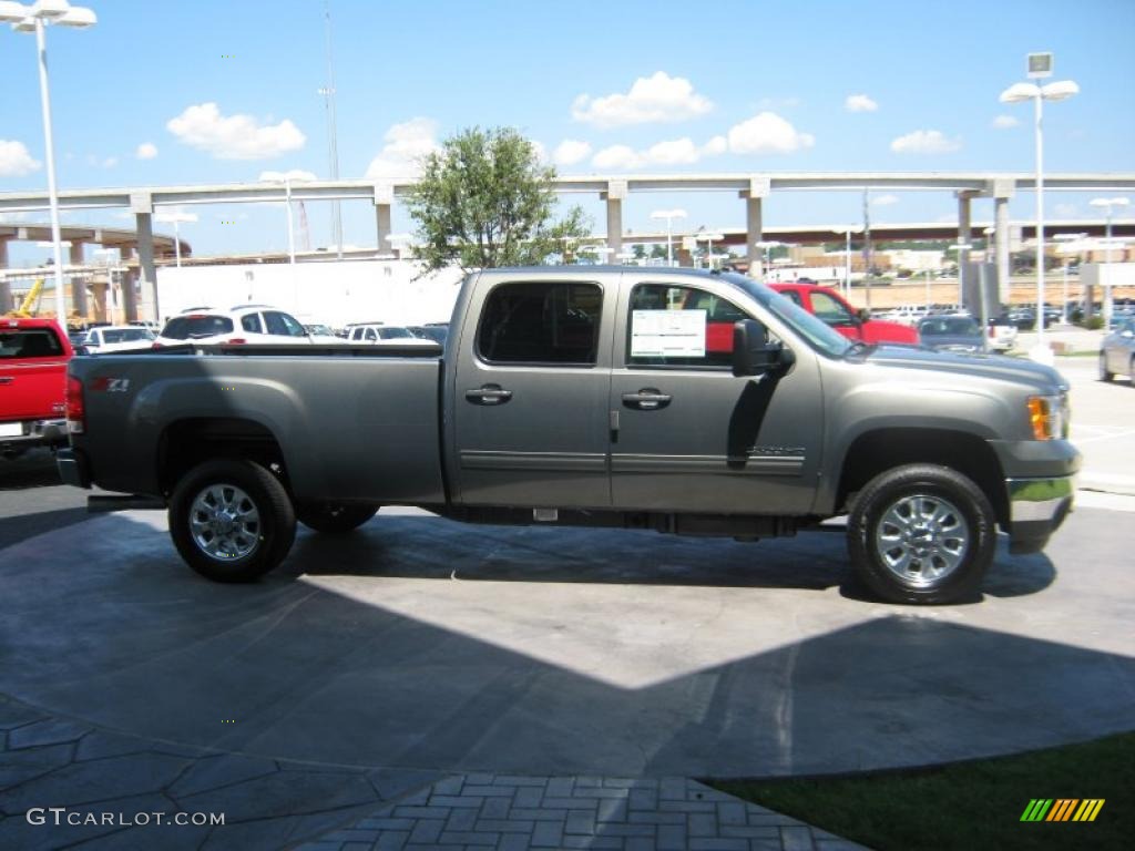 2011 Sierra 3500HD SLT Crew Cab 4x4 - Gray Green Metallic / Dark Titanium/Light Titanium photo #6