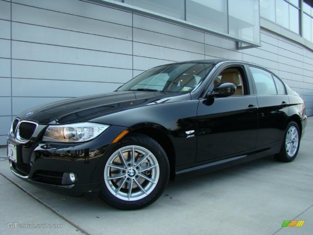 2010 3 Series 328i xDrive Sedan - Jet Black / Beige photo #1