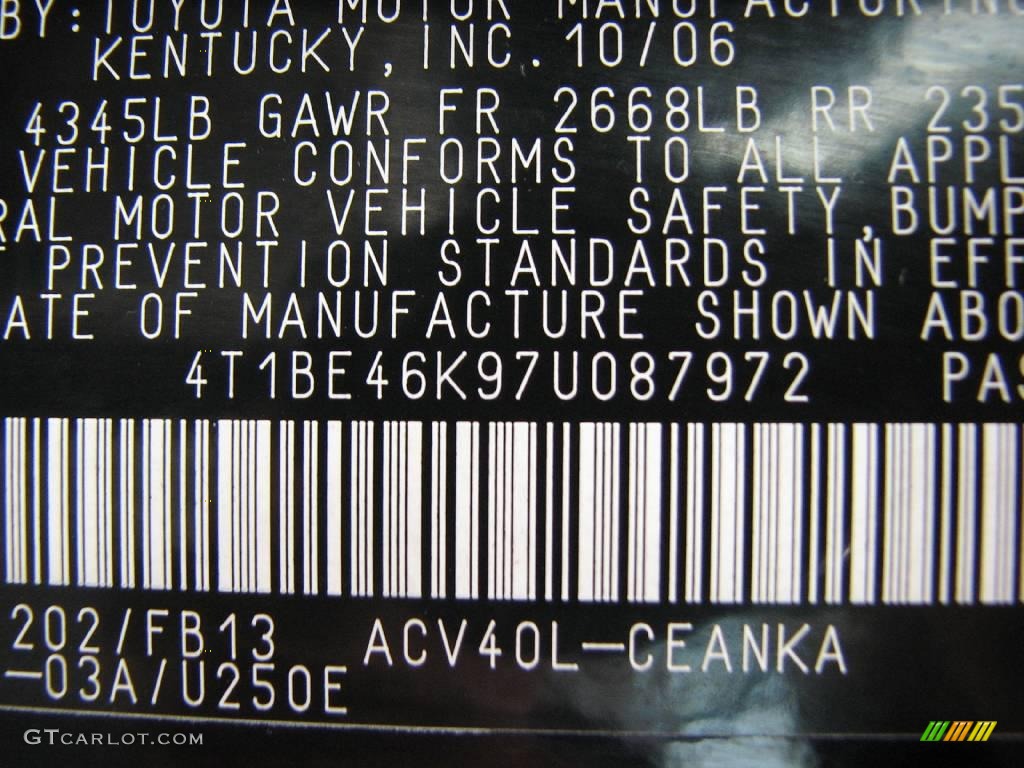 2007 Camry LE - Black / Ash photo #15