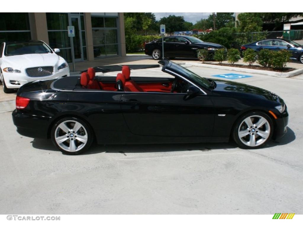 2007 3 Series 335i Convertible - Jet Black / Coral Red/Black photo #8