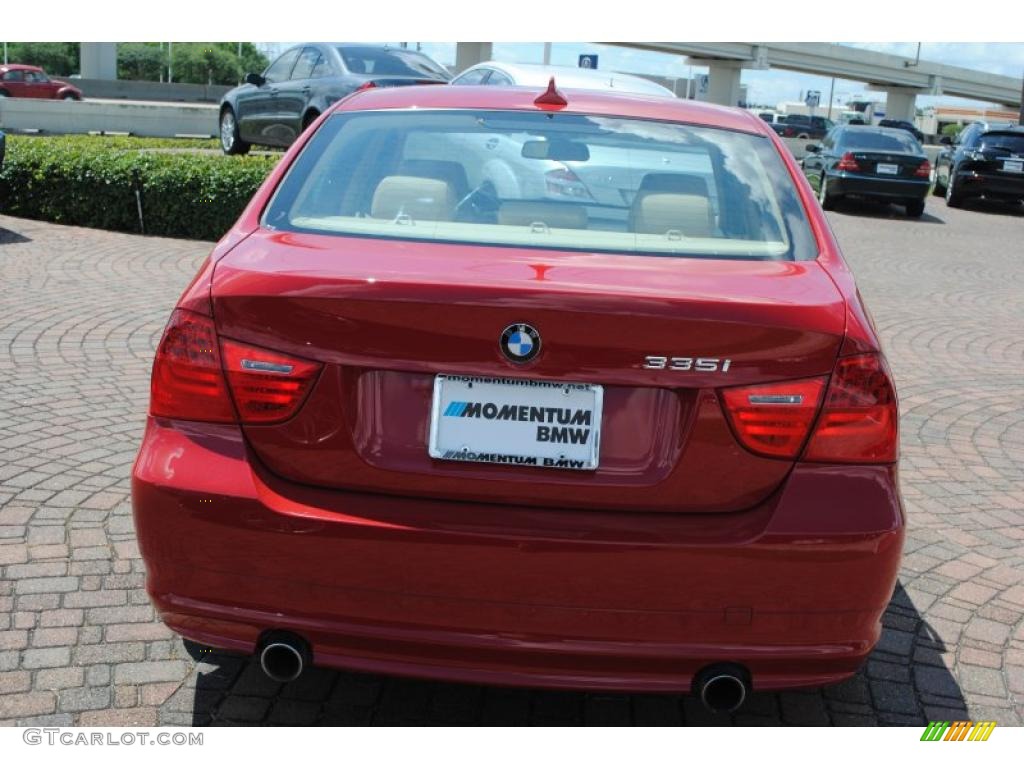 2009 3 Series 335i Sedan - Crimson Red / Beige photo #4