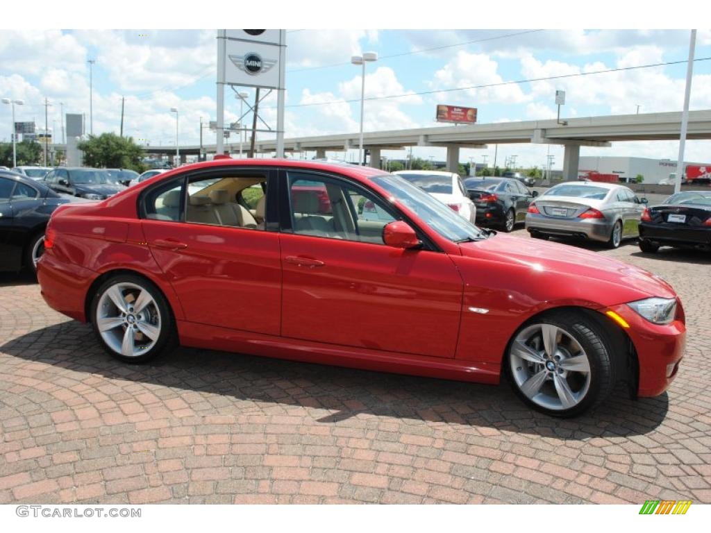 2009 3 Series 335i Sedan - Crimson Red / Beige photo #6