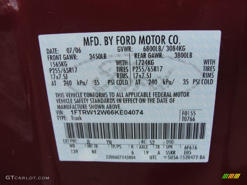 2006 F150 XLT SuperCrew - Dark Toreador Red Metallic / Medium/Dark Flint photo #41