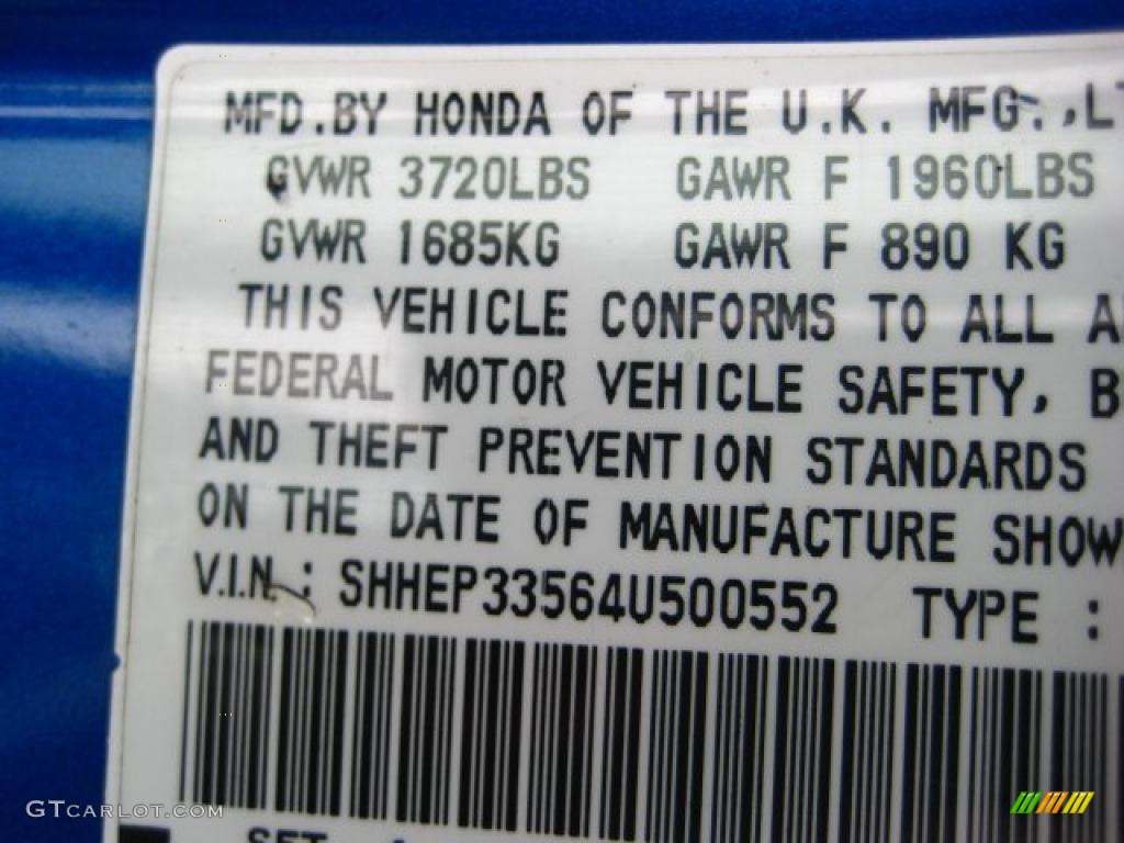 2004 Civic Si Coupe - Fiji Blue Pearl / Black photo #20