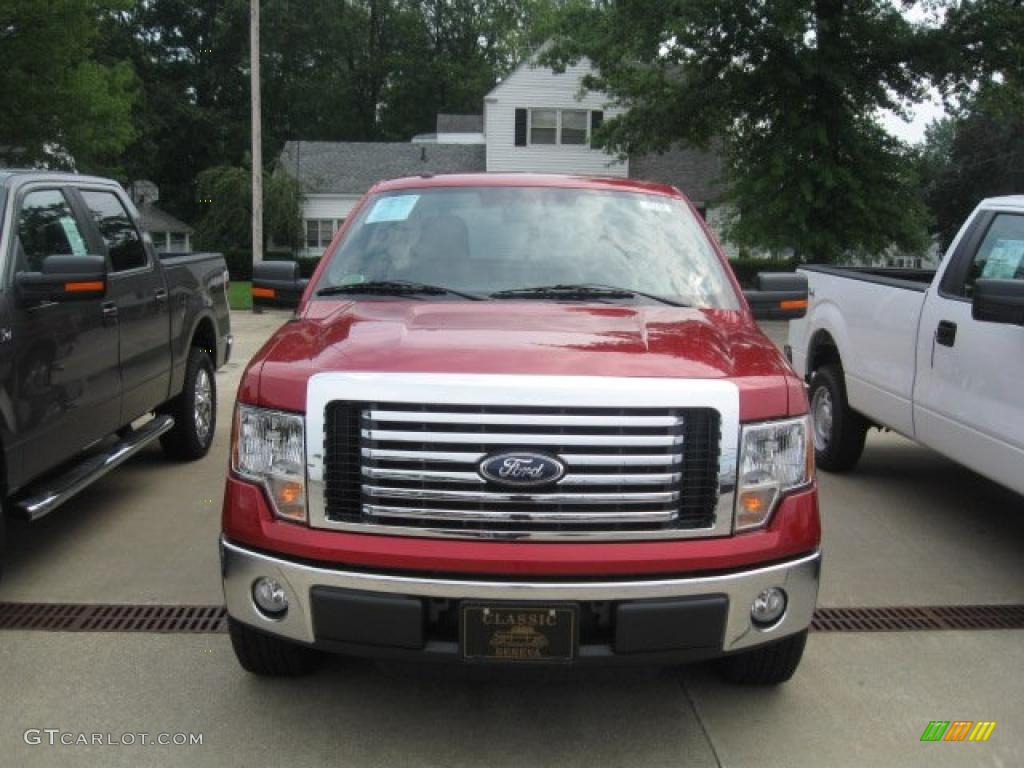 2010 F150 XLT SuperCab - Red Candy Metallic / Medium Stone photo #3