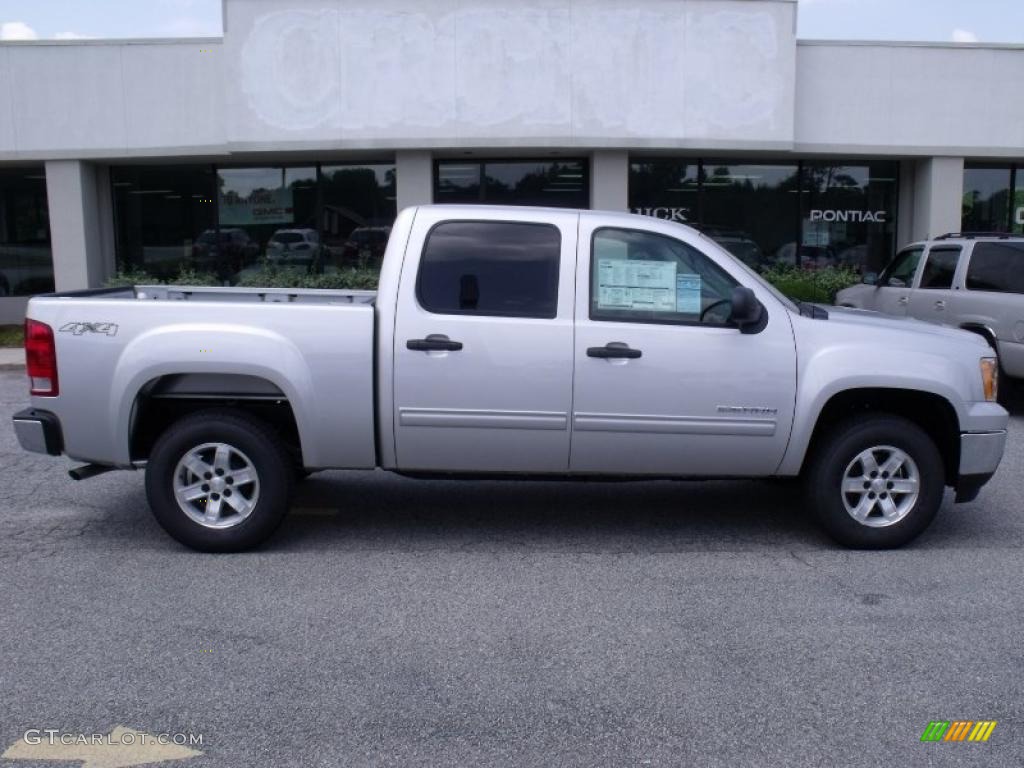 2010 Sierra 1500 SLE Crew Cab 4x4 - Pure Silver Metallic / Ebony photo #1