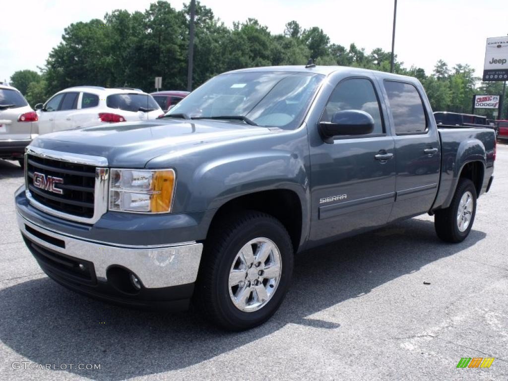 2010 Sierra 1500 SLT Crew Cab - Stealth Gray Metallic / Ebony photo #4