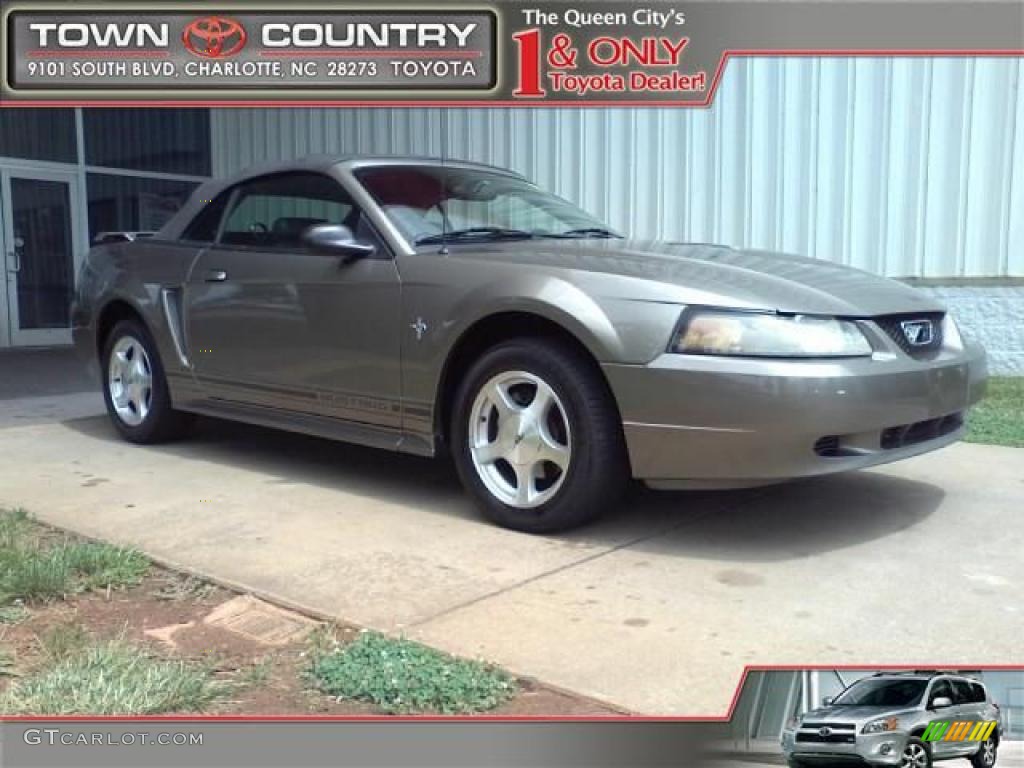 2001 Mustang V6 Convertible - Mineral Grey Metallic / Dark Charcoal photo #1