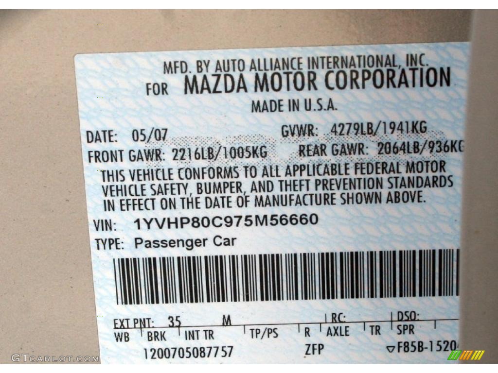 2007 MAZDA6 i Touring Sedan - Glacier Silver Metallic / Beige photo #26
