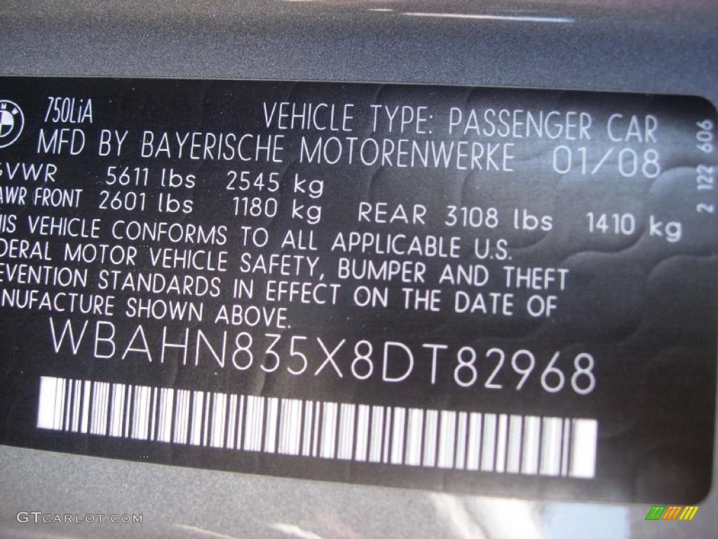 2008 7 Series 750Li Sedan - Sterling Grey Metallic / Flannel Grey photo #31