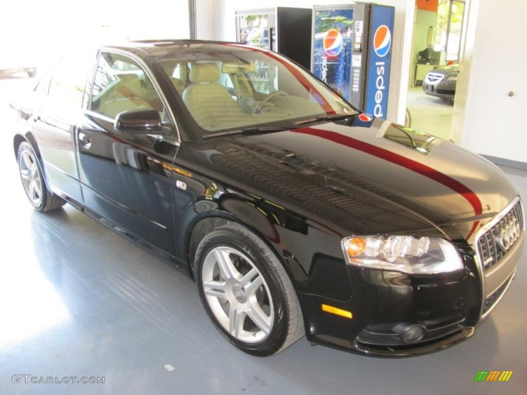 2008 A4 2.0T Sedan - Brilliant Black / Beige photo #1