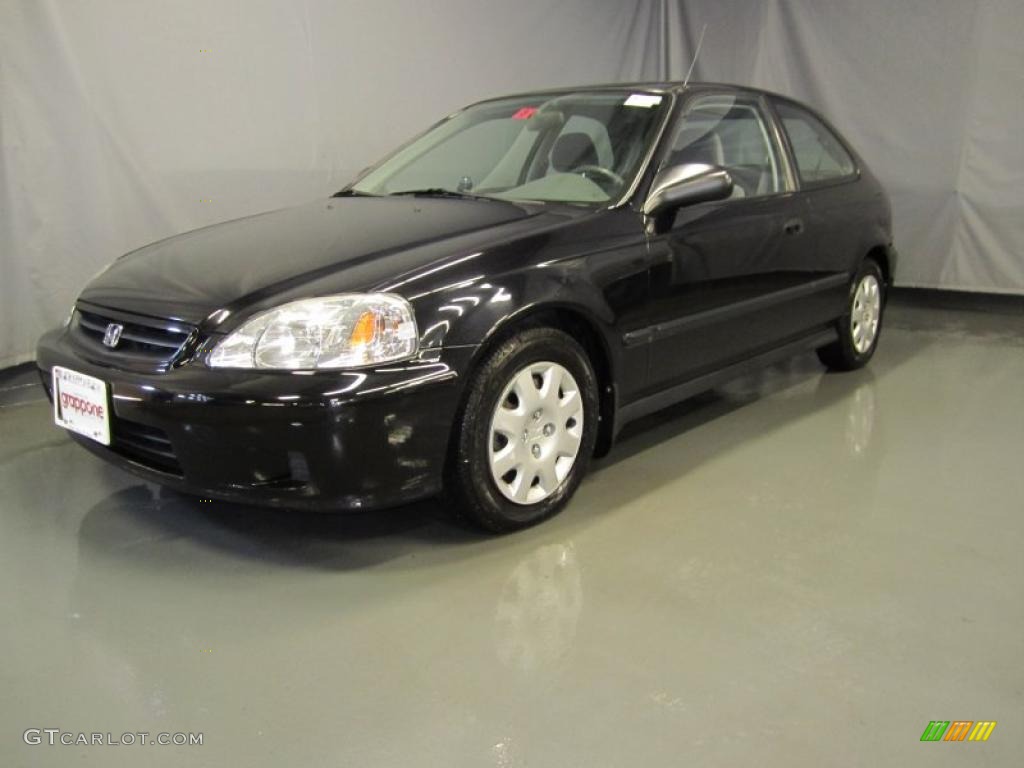 2000 Civic DX Coupe - Flamenco Black Pearl / Dark Gray photo #1